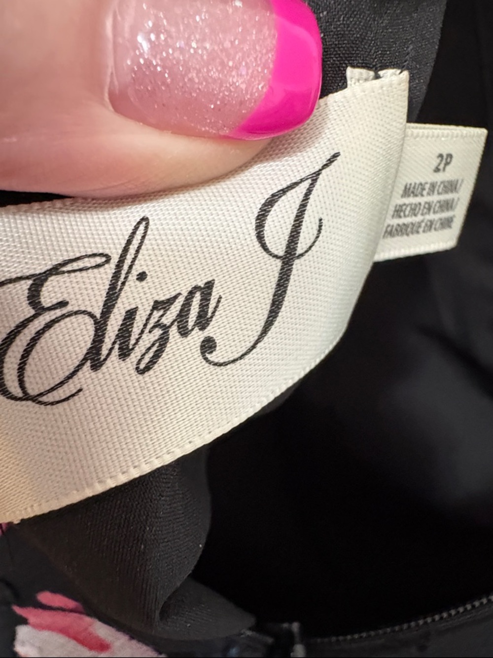 Eliza J Black Floral Ruffle Dress with Pink Print - Picture 8 of 8